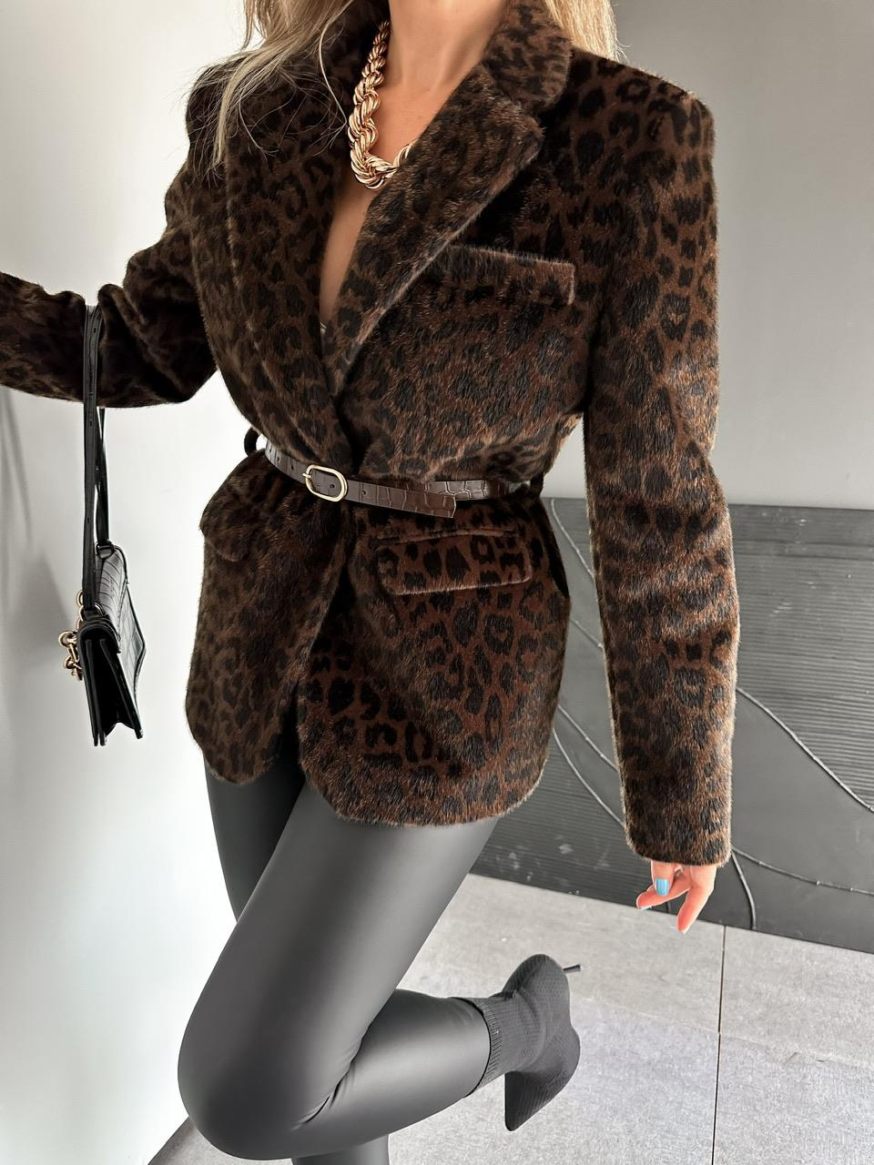 Leopar Kemerli Deve Tüyü Premium Ceket