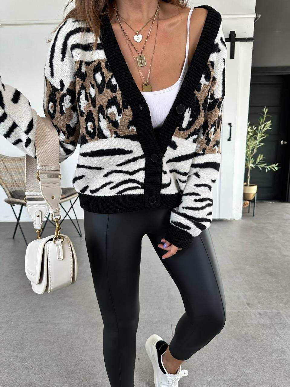 Leopar Parçalı Hırka