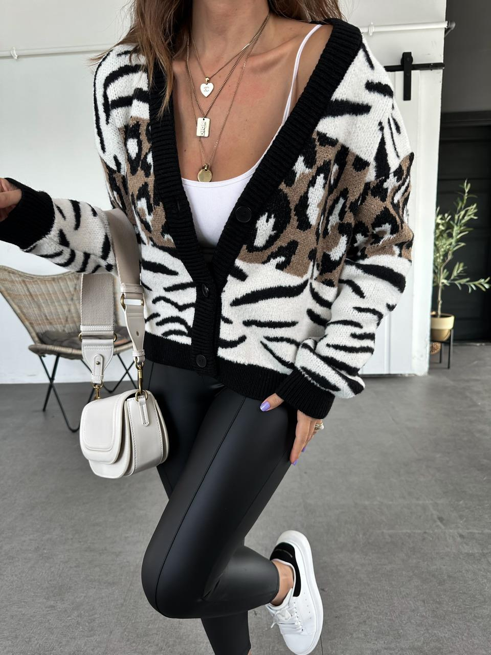 Leopar Parçalı Hırka