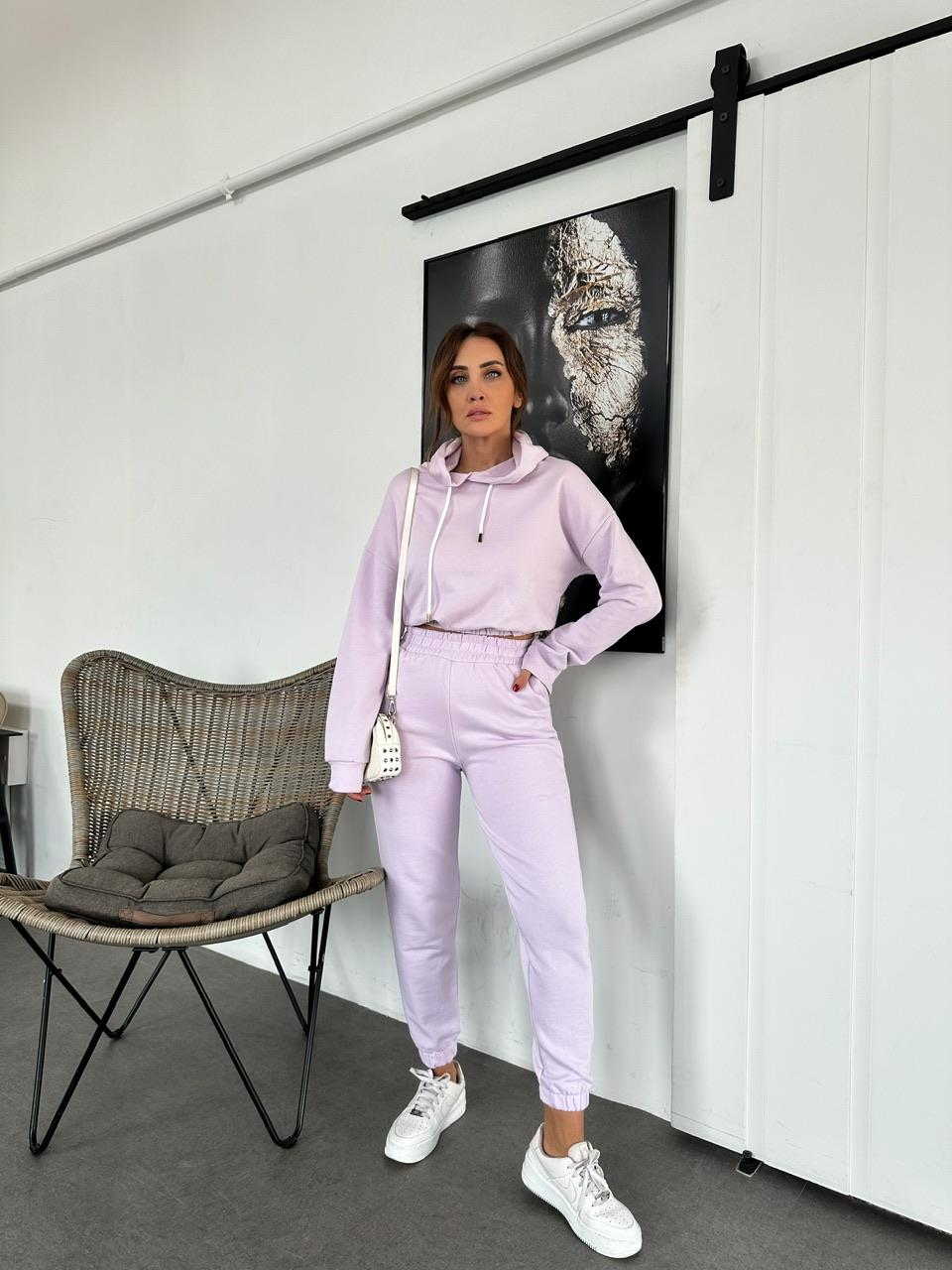 Lila Croplu Basic Eşofman Takım
