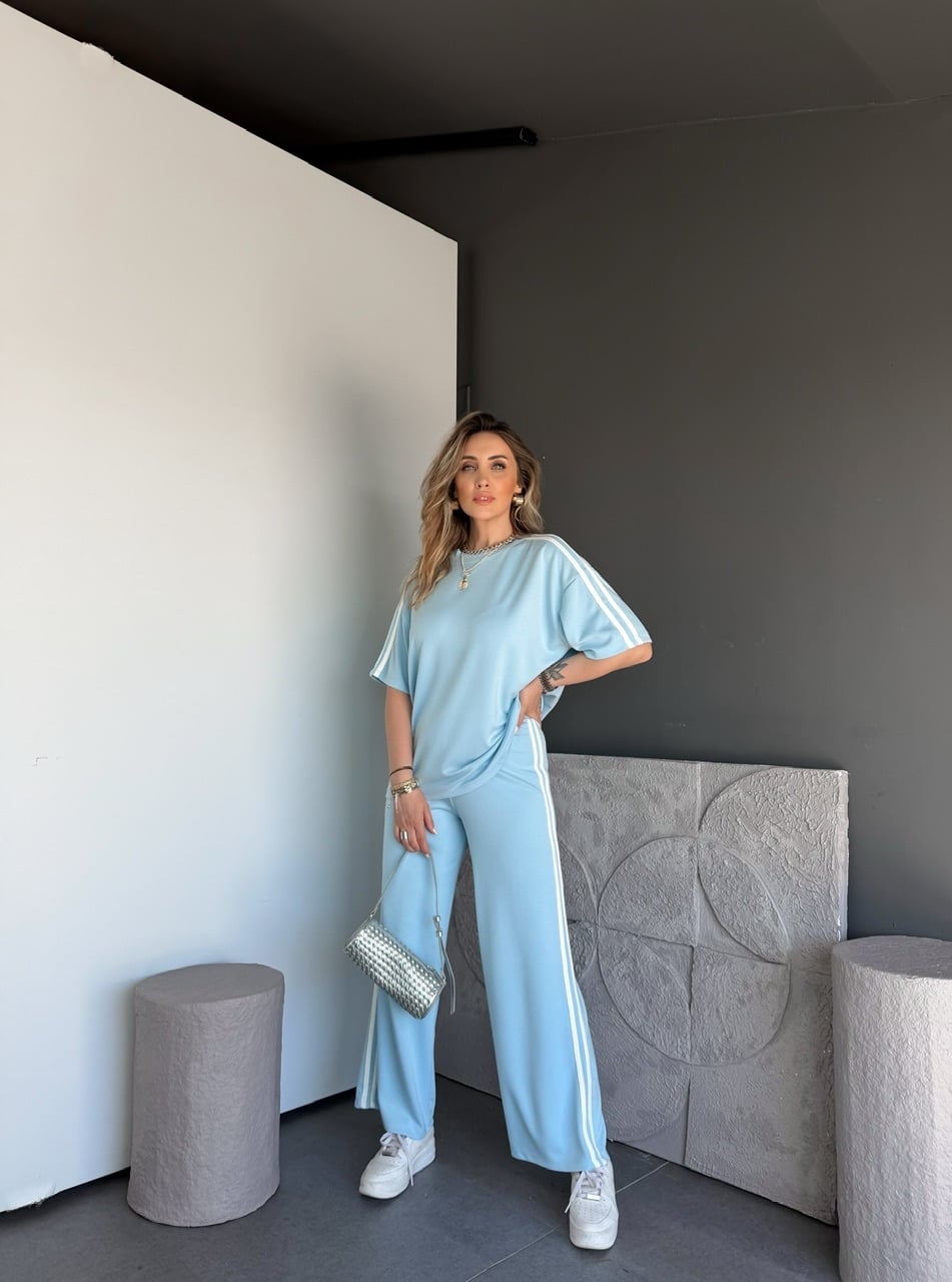 Mavi Beyaz Biyeli Modal Basic Takım