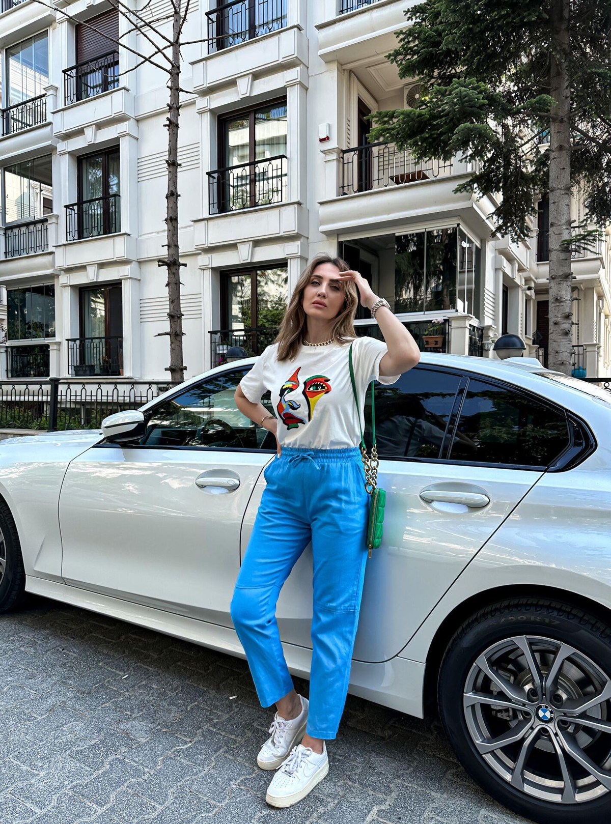 Mavi Gabardin Çımalı Pantolon