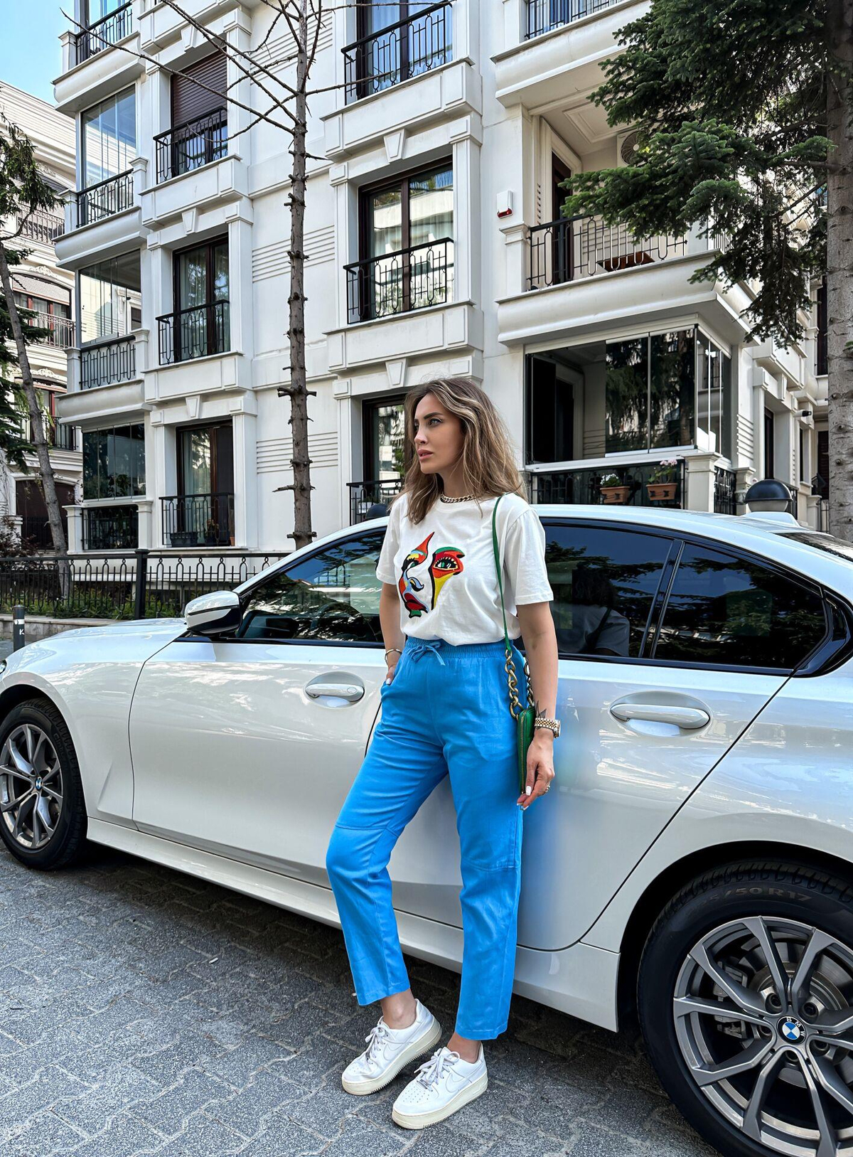 Mavi Gabardin Çımalı Pantolon