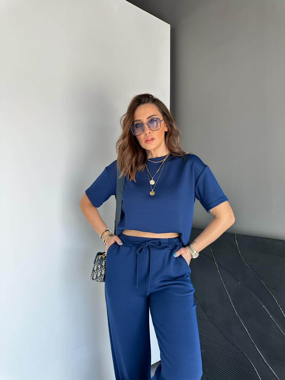 Mavi Kısa Kollu Basic Modal Takım