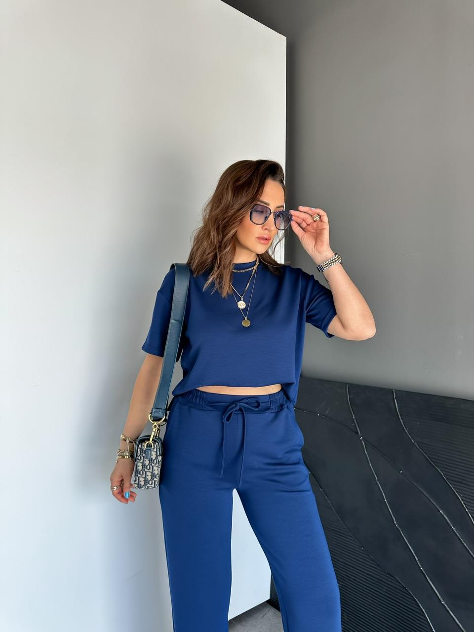 Mavi Kısa Kollu Basic Modal Takım
