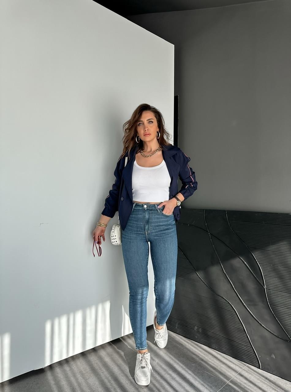 Mavi Taşlanmış Likralı Orijinal Jean