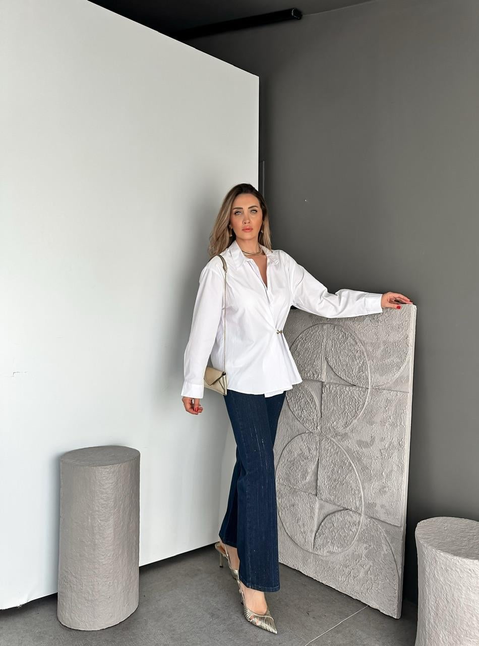 Mavi Taşlı Likralı Jean