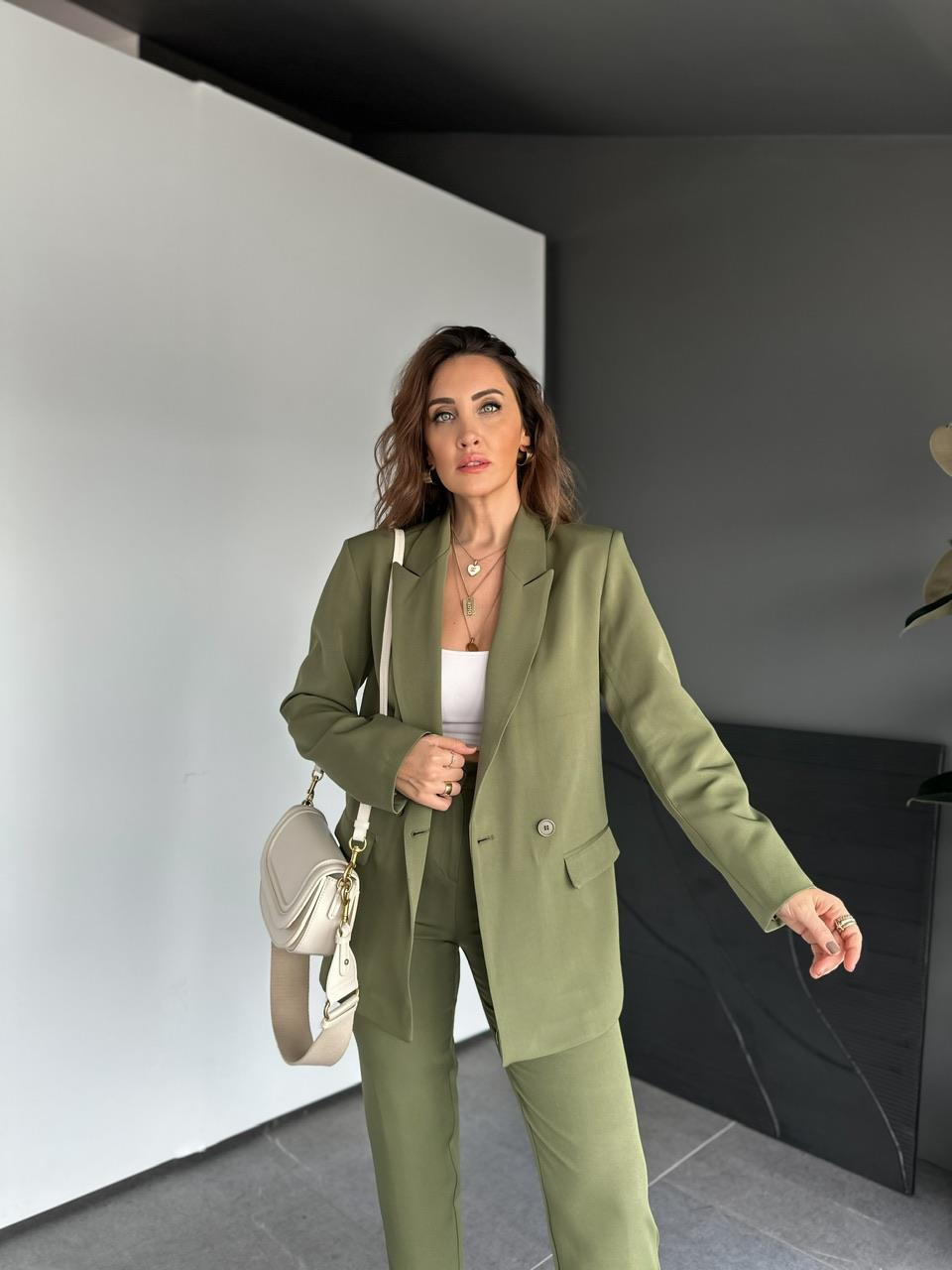 Natural Yeşil Ceket Pantolon Klasik Takım