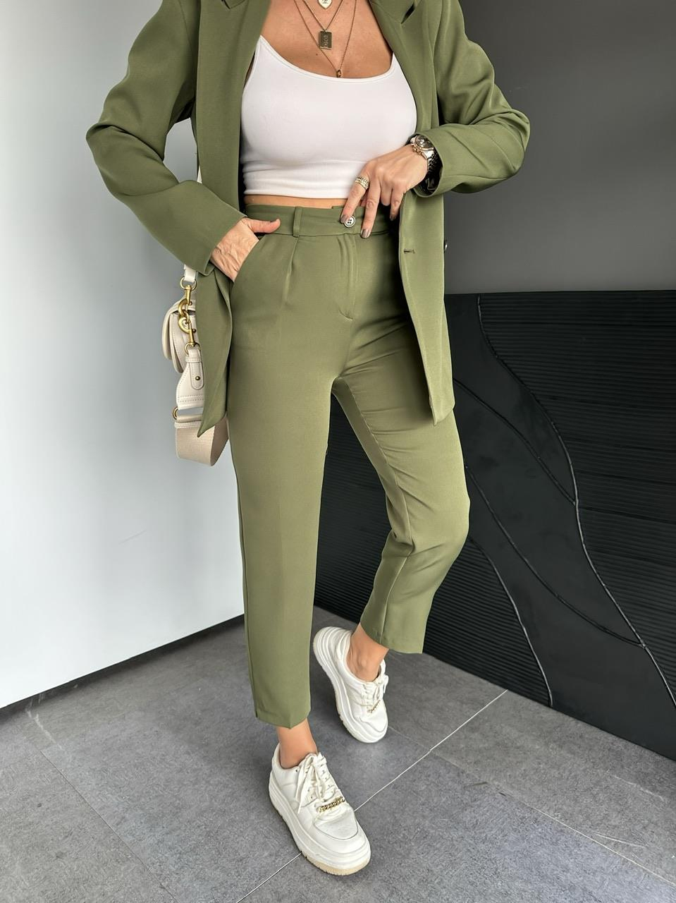 Natural Yeşil Ceket Pantolon Klasik Takım
