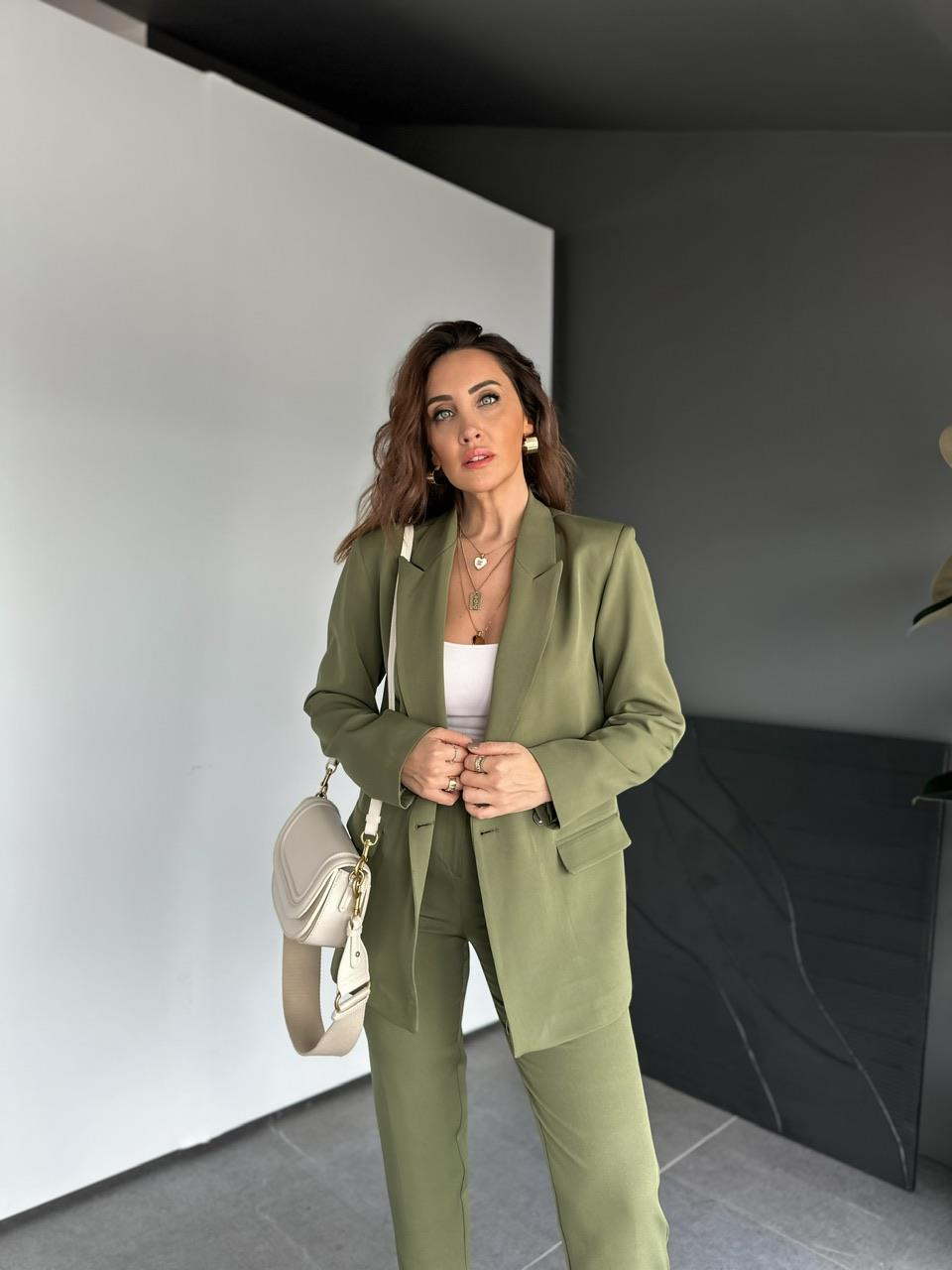 Natural Yeşil Ceket Pantolon Klasik Takım