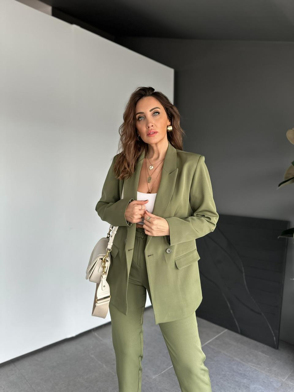 Natural Yeşil Ceket Pantolon Klasik Takım
