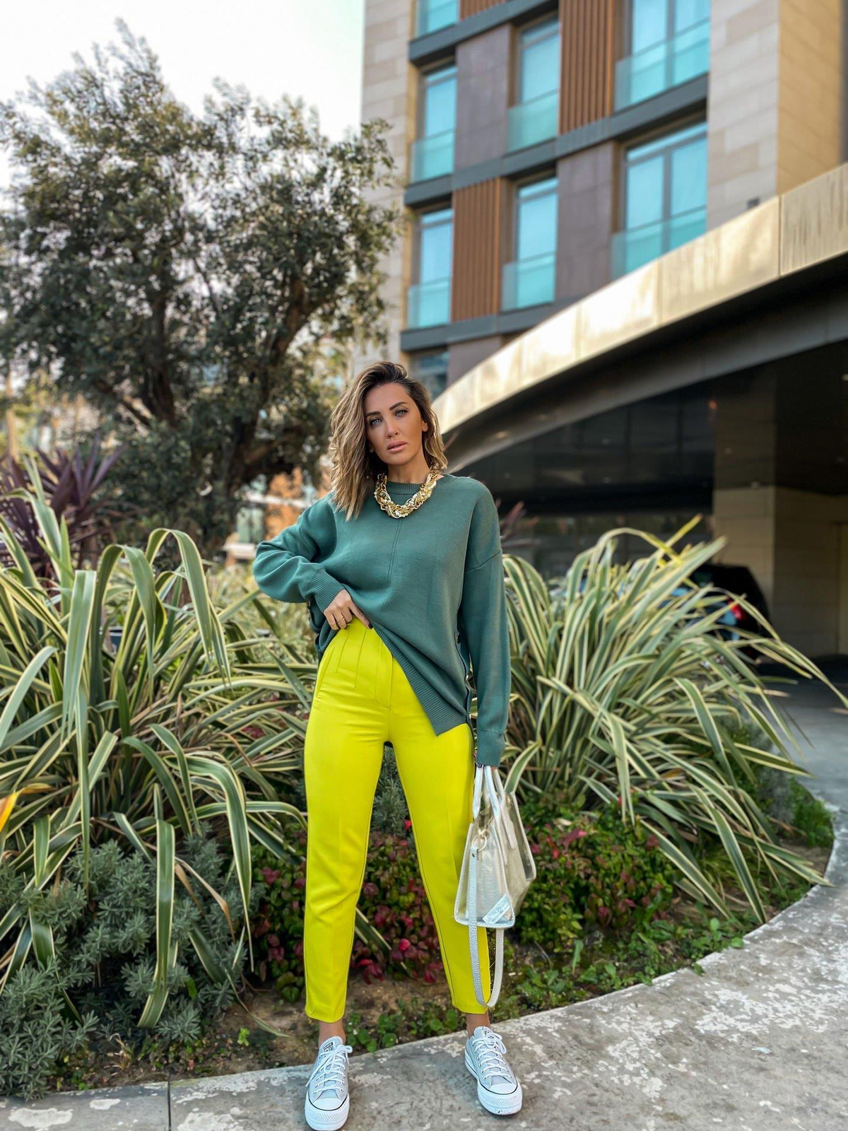 Neon Yeşil Filetolu Pantolon