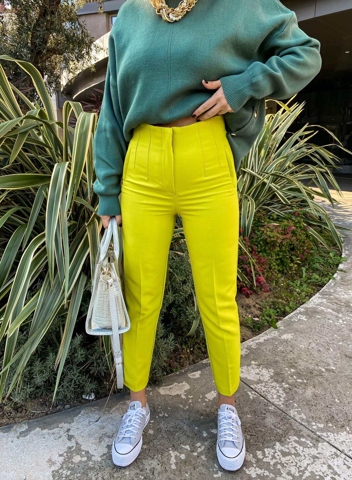 Neon Yeşil Filetolu Pantolon