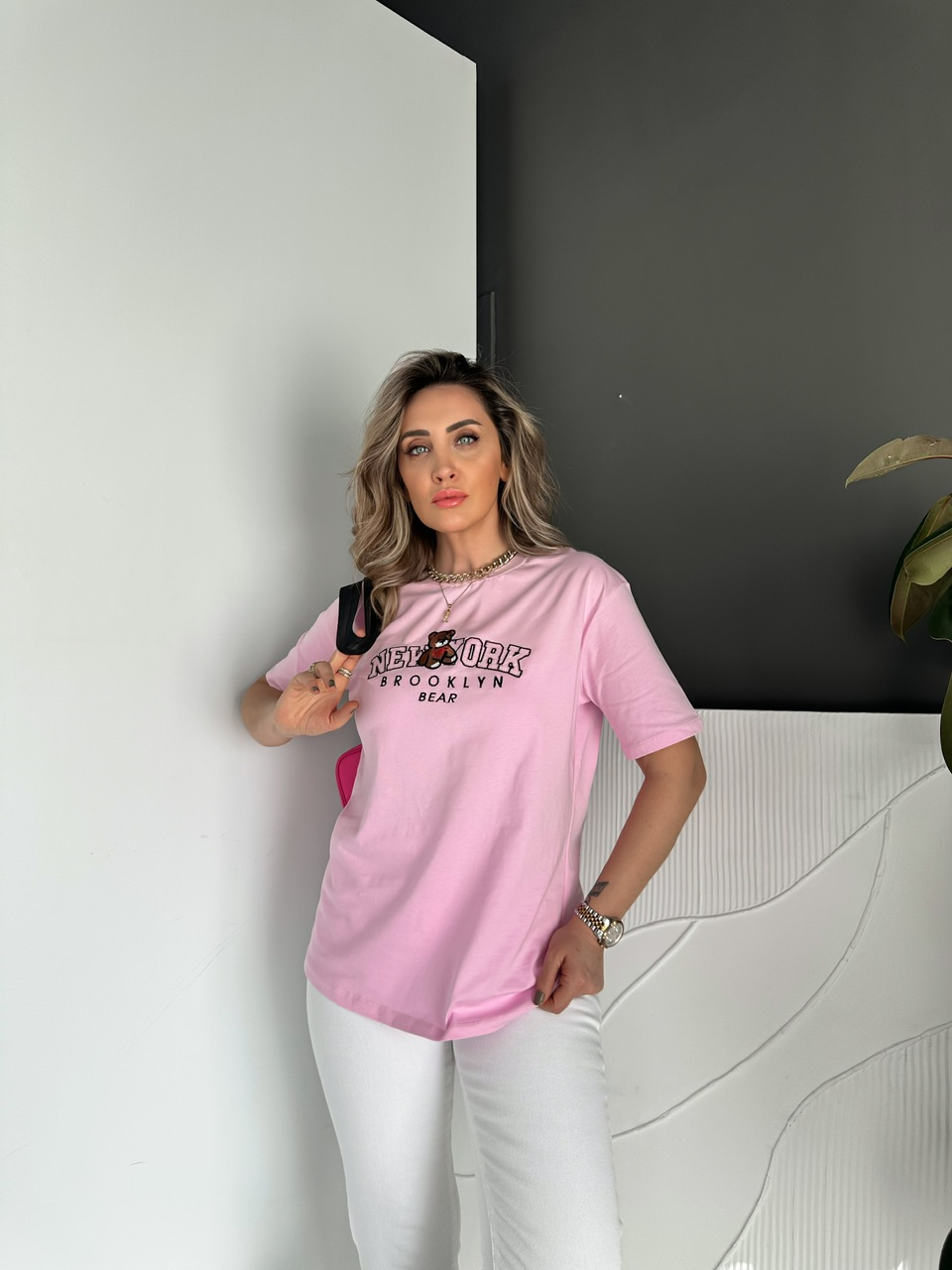 Pembe Ayıcıklı New York Tshirt