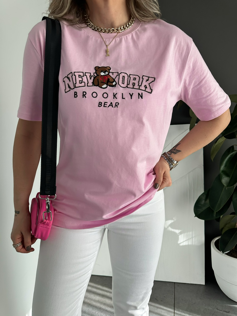 Pembe Ayıcıklı New York Tshirt