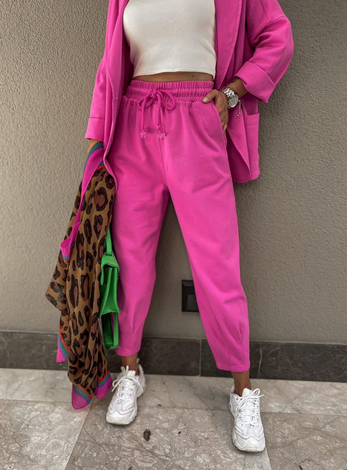 Pembe Pensli Gabardin Pantolon
