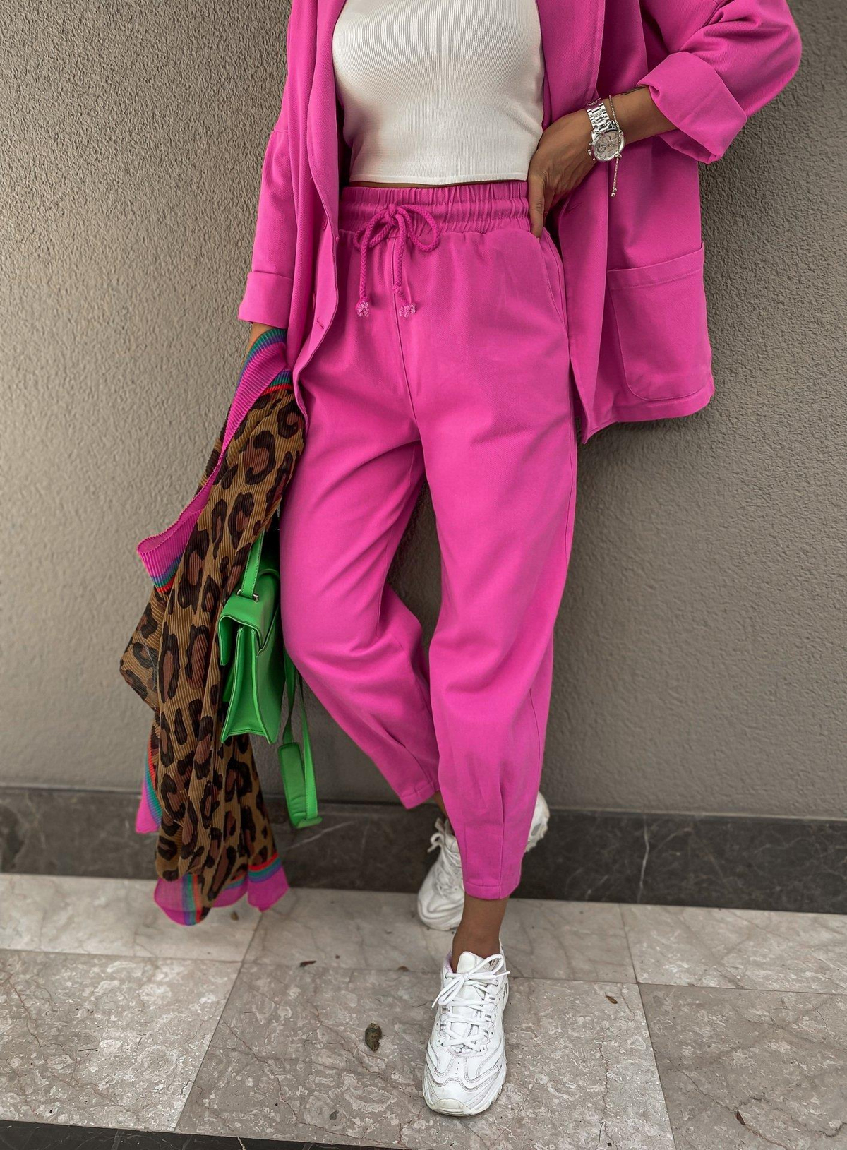 Pembe Pensli Gabardin Pantolon
