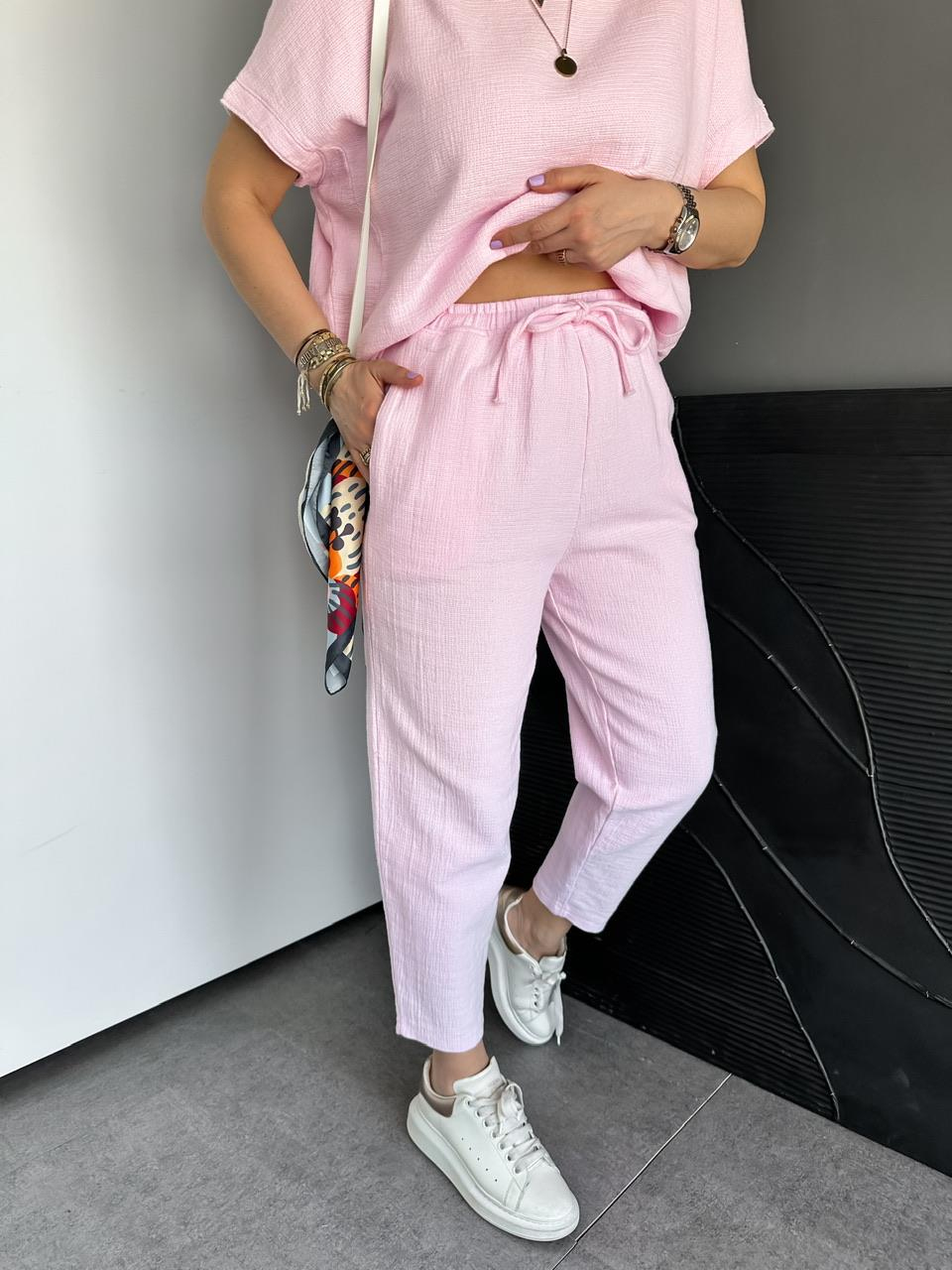 Pembe Yarasa Kollu Naturel Takım