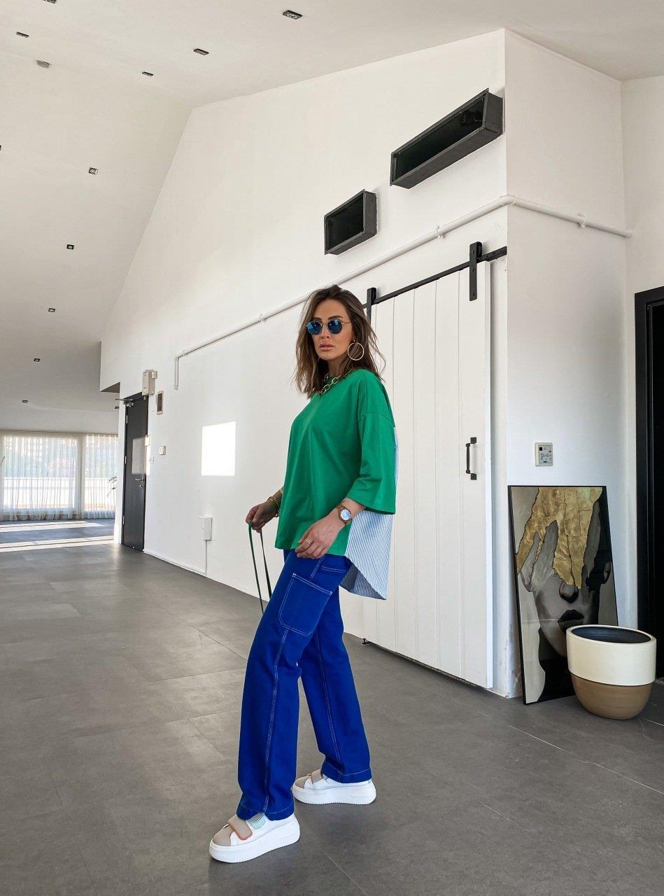 Saks Rengi Cep Detaylı Jean