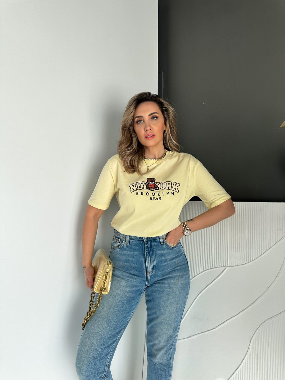 Sarı Ayıcıklı New York Tshirt