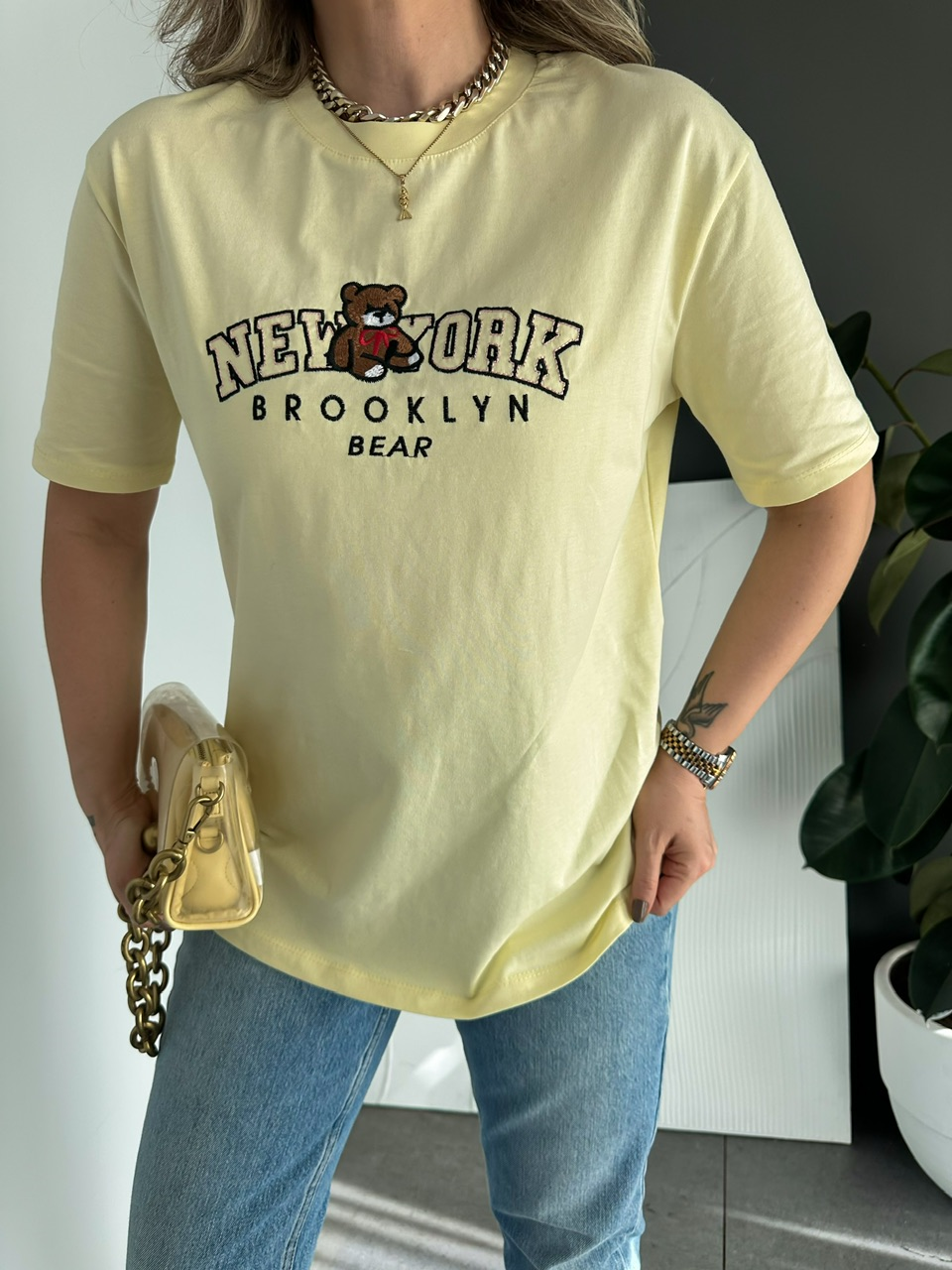 Sarı Ayıcıklı New York Tshirt