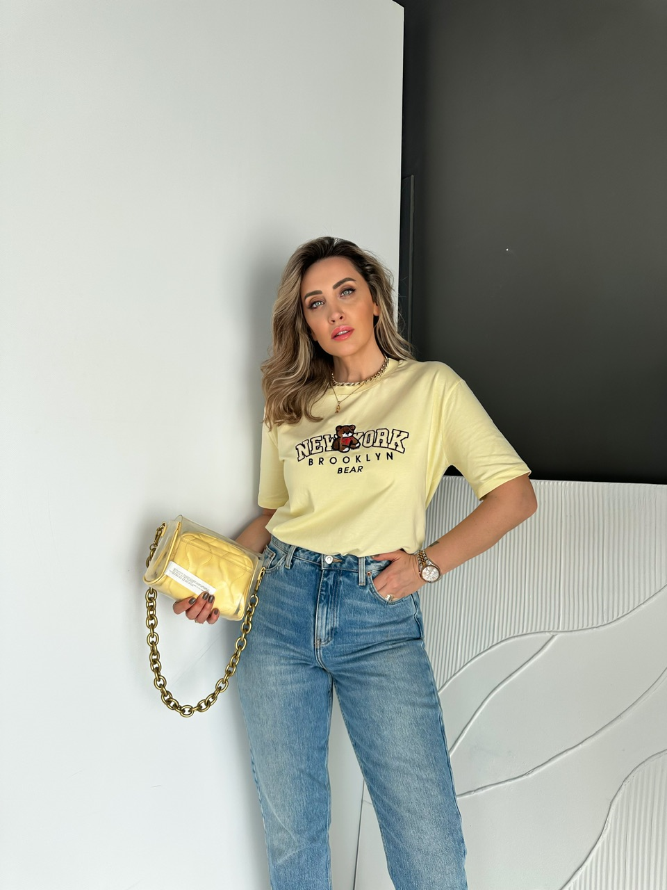 Sarı Ayıcıklı New York Tshirt