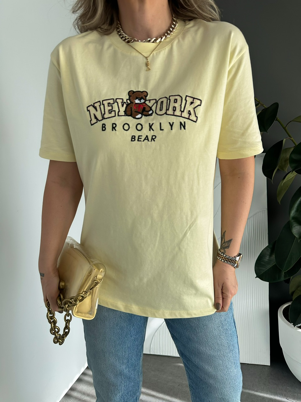 Sarı Ayıcıklı New York Tshirt