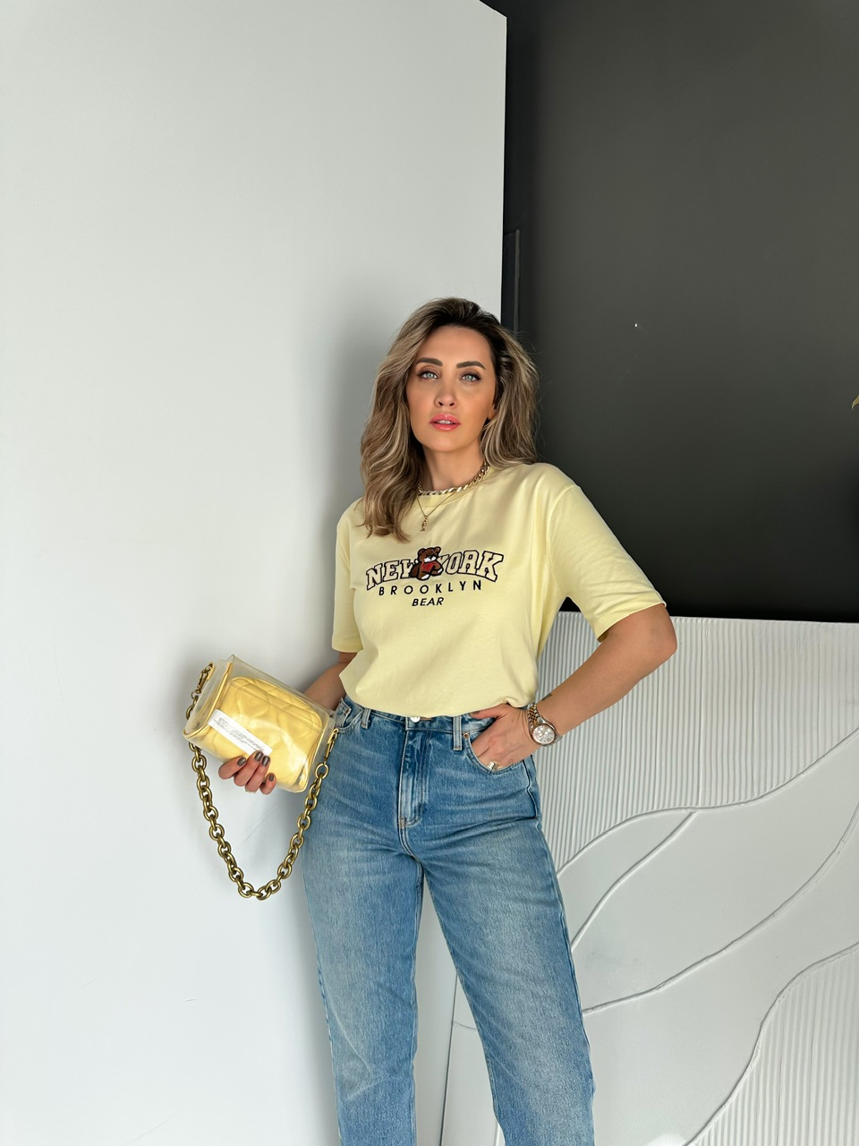 Sarı Ayıcıklı New York Tshirt