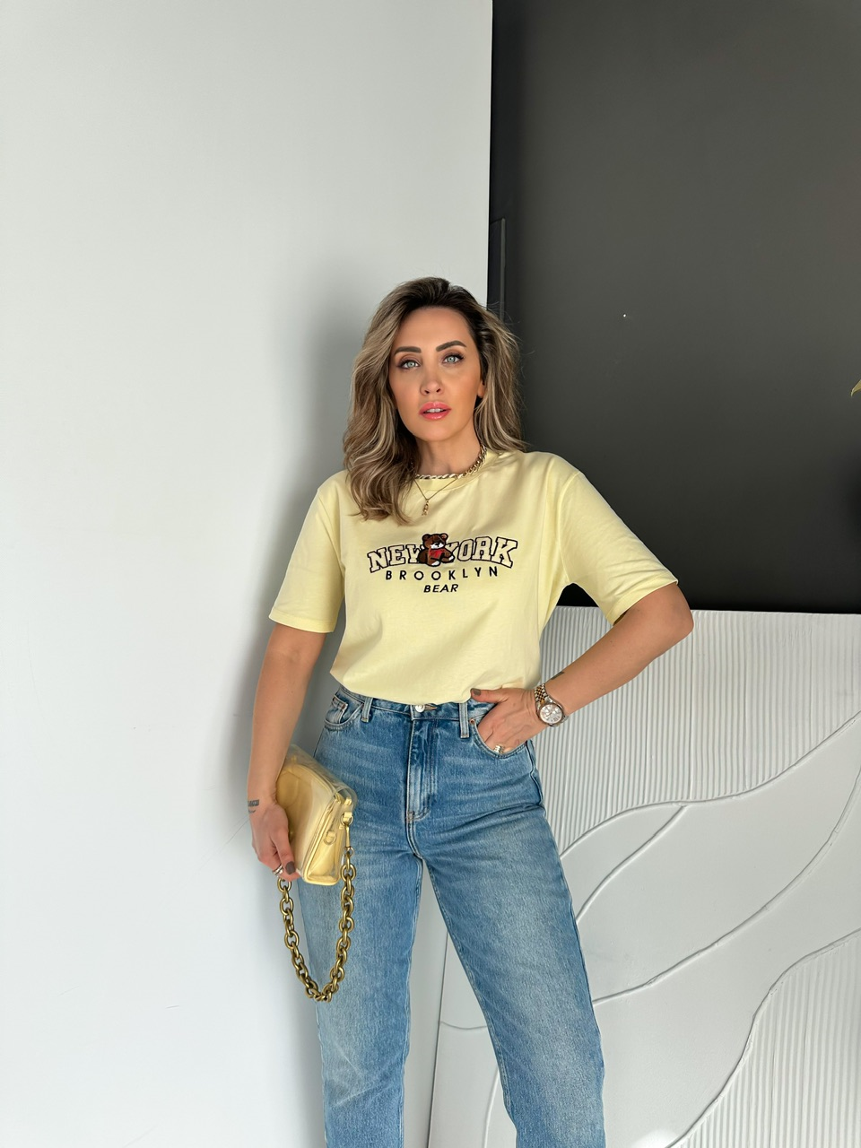 Sarı Ayıcıklı New York Tshirt