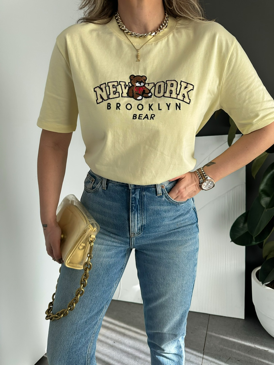 Sarı Ayıcıklı New York Tshirt
