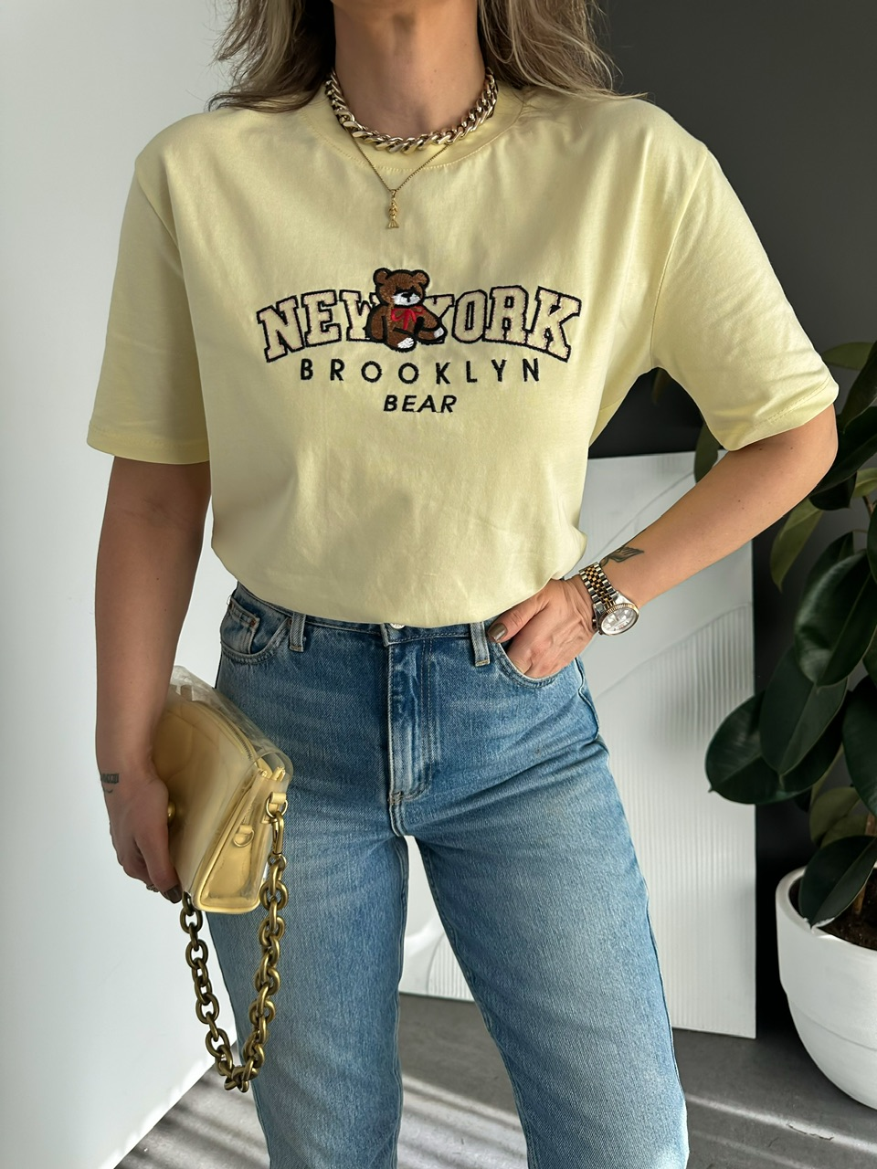 Sarı Ayıcıklı New York Tshirt