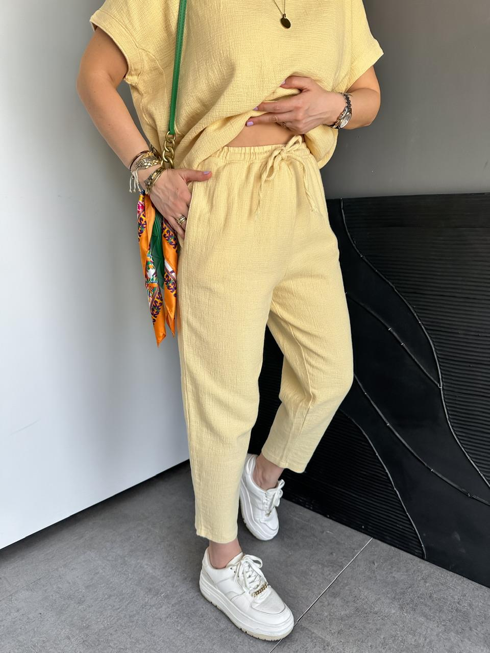 Sarı Yarasa Kollu Naturel Takım