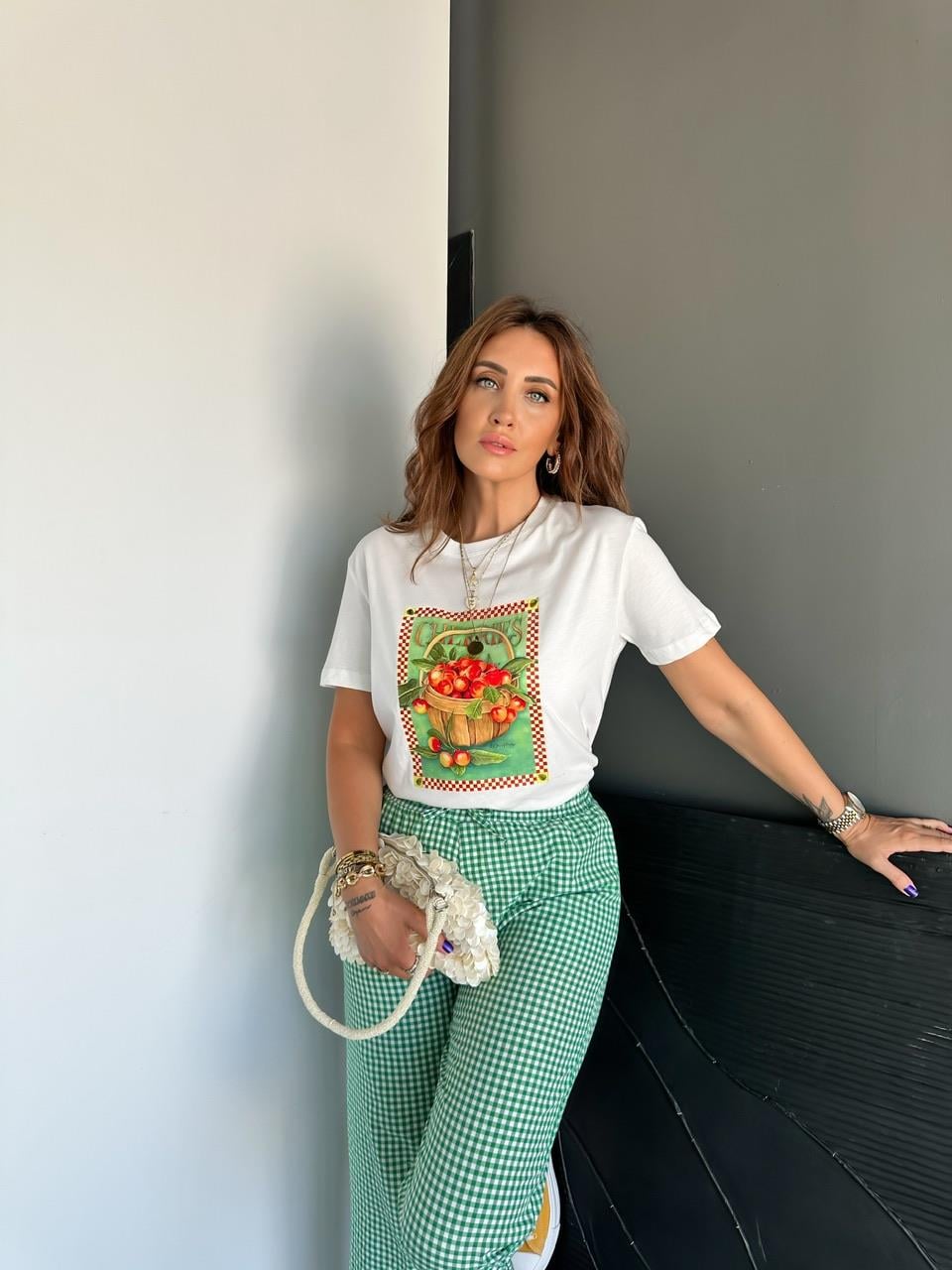 Sepet Cherries Baskılı Tshirt