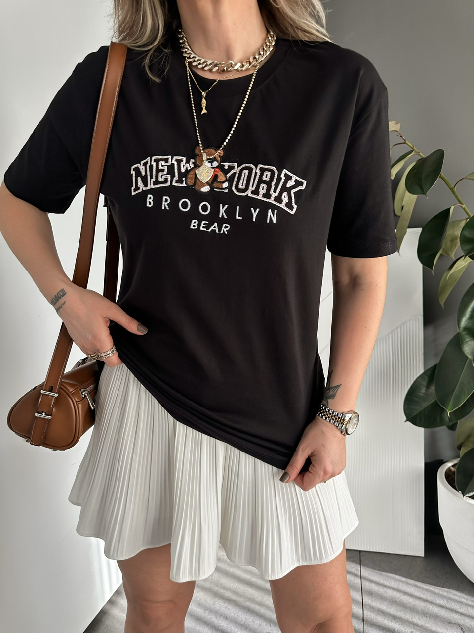 Siyah Ayıcıklı New York Tshirt