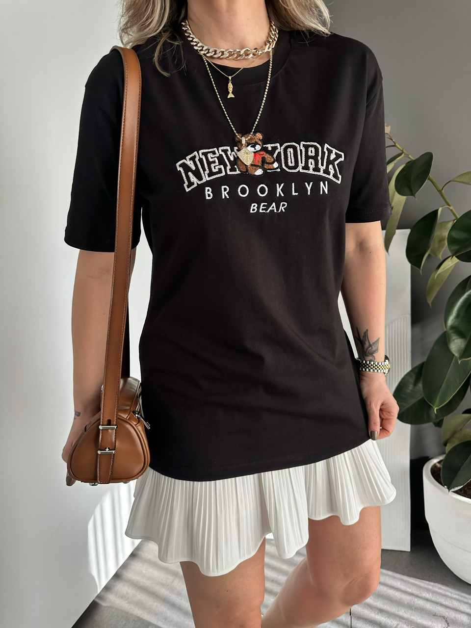 Siyah Ayıcıklı New York Tshirt