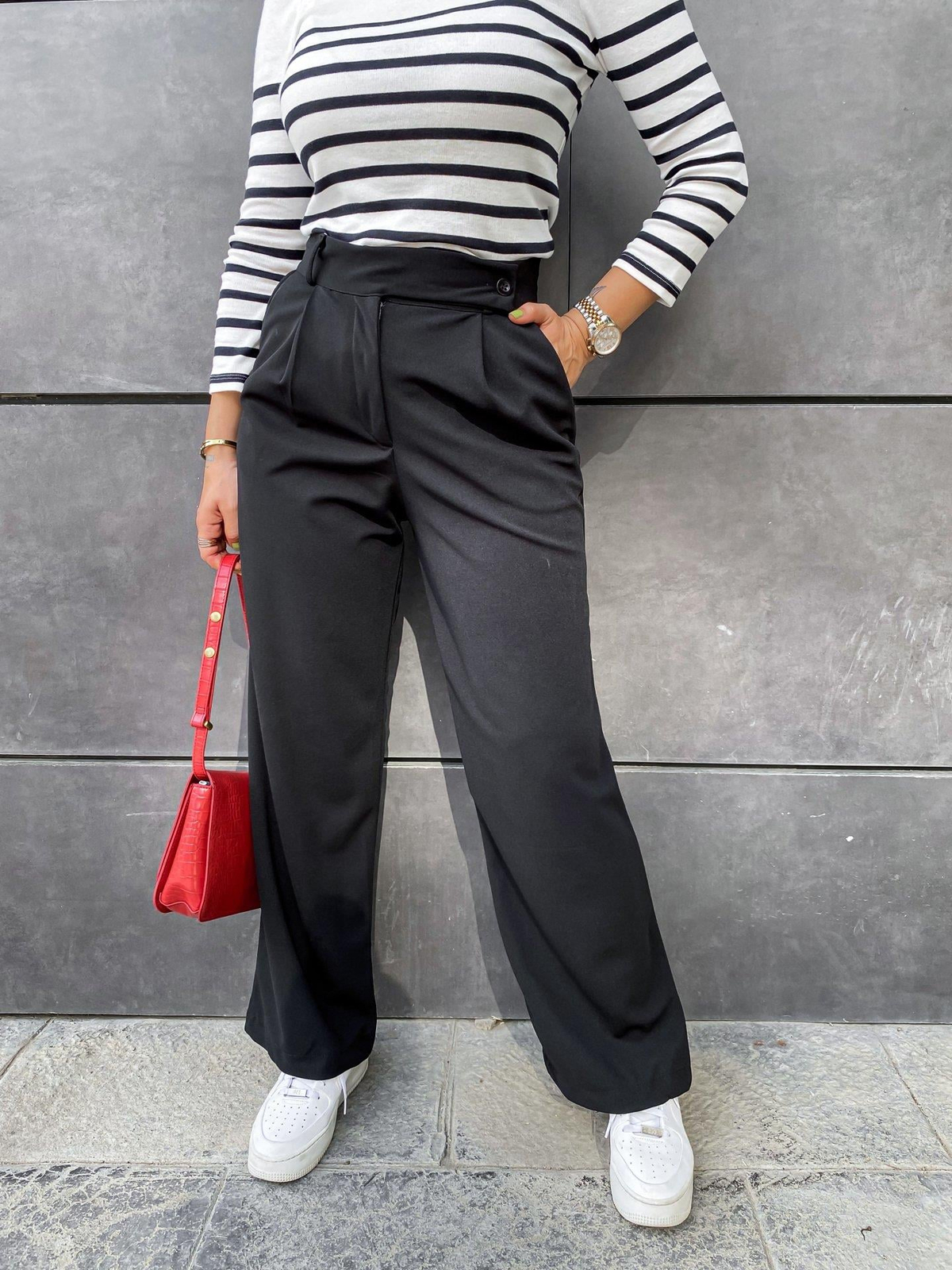 Siyah Basic Palazzo Pantolon