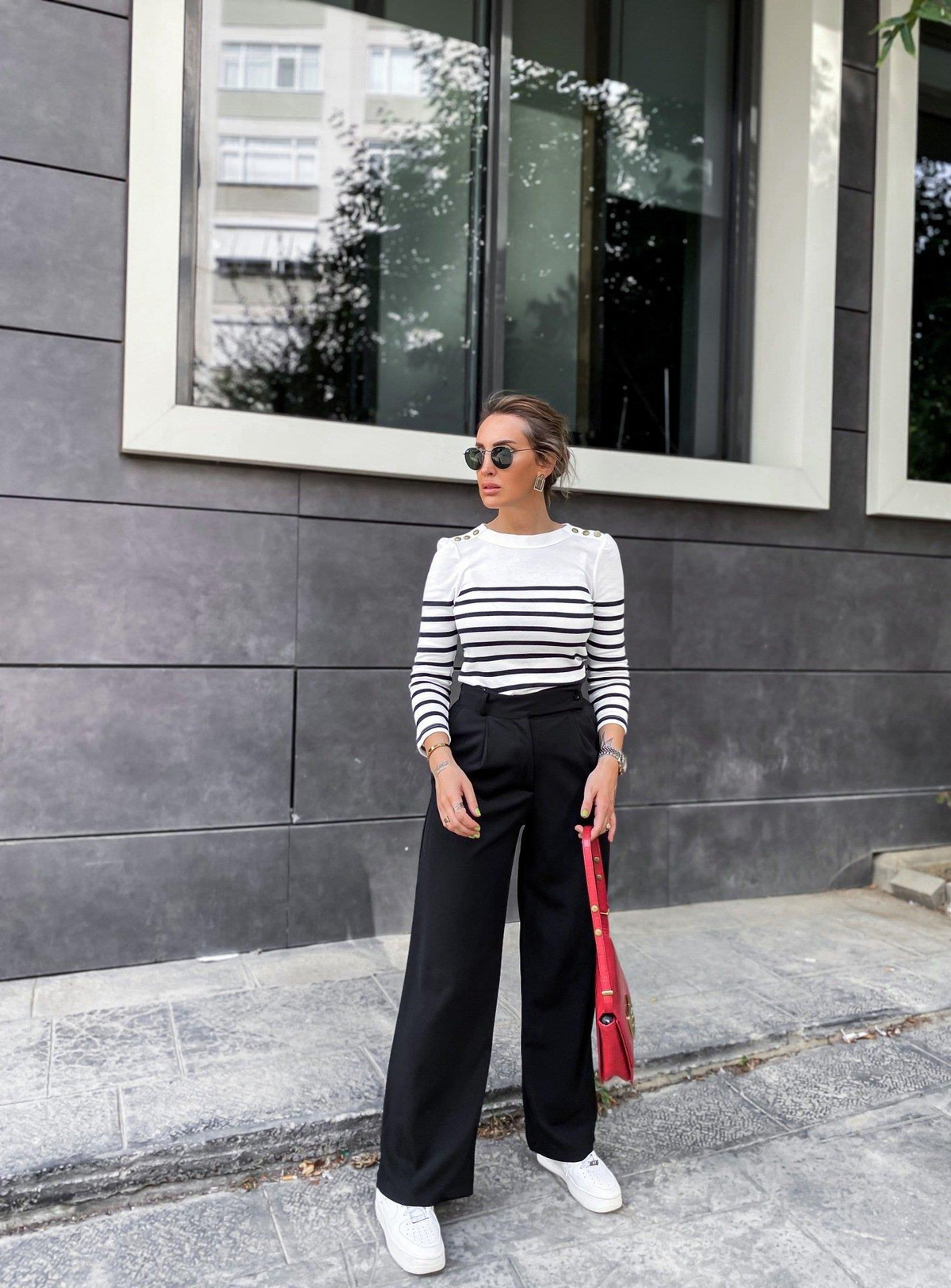Siyah Basic Palazzo Pantolon