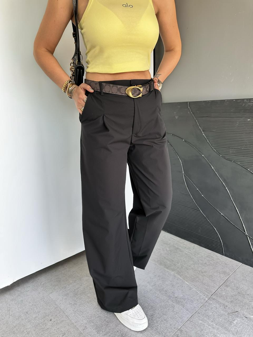 Siyah Beli Lastikli Alo Bol Pantolon