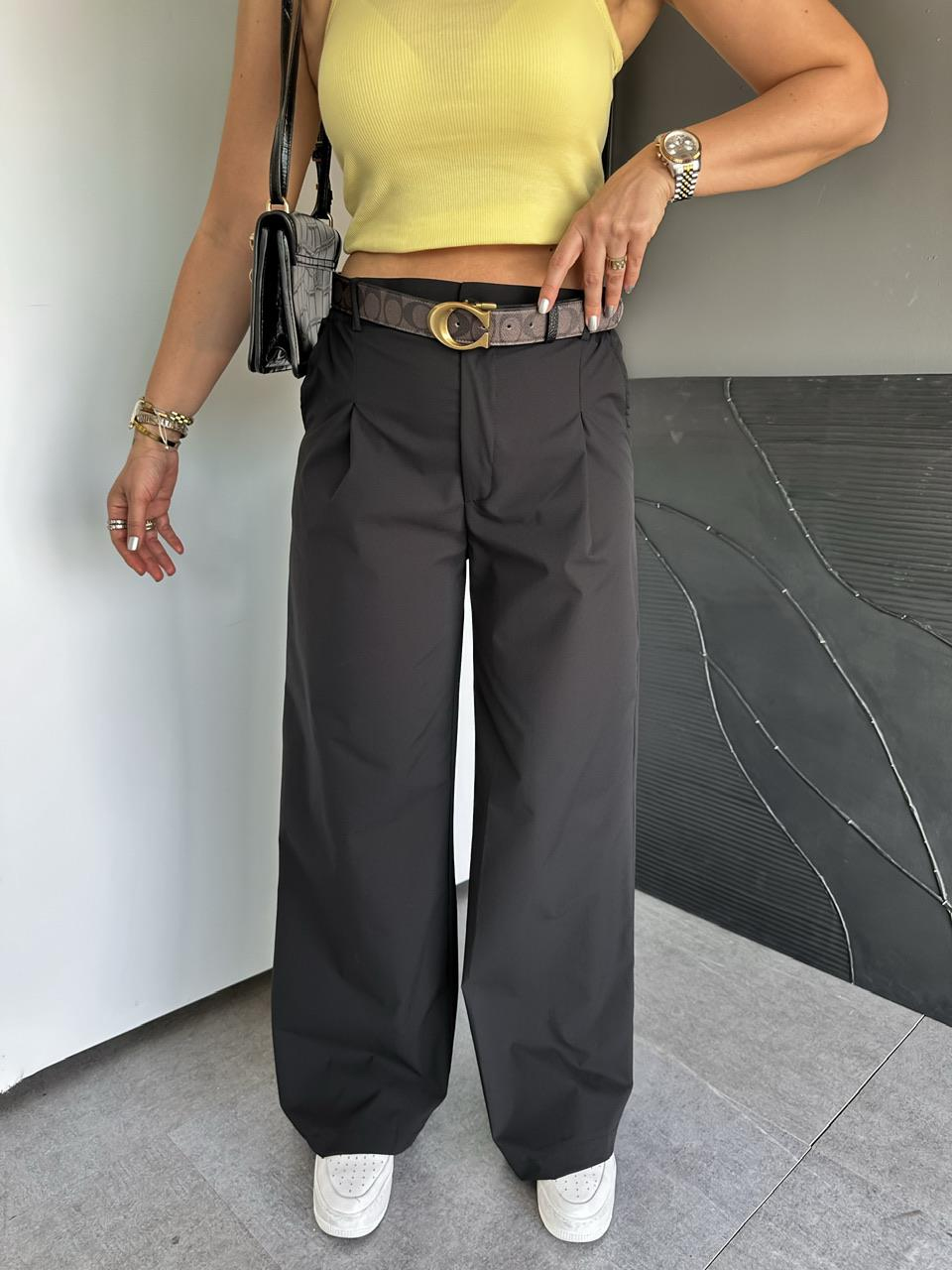 Siyah Beli Lastikli Alo Bol Pantolon