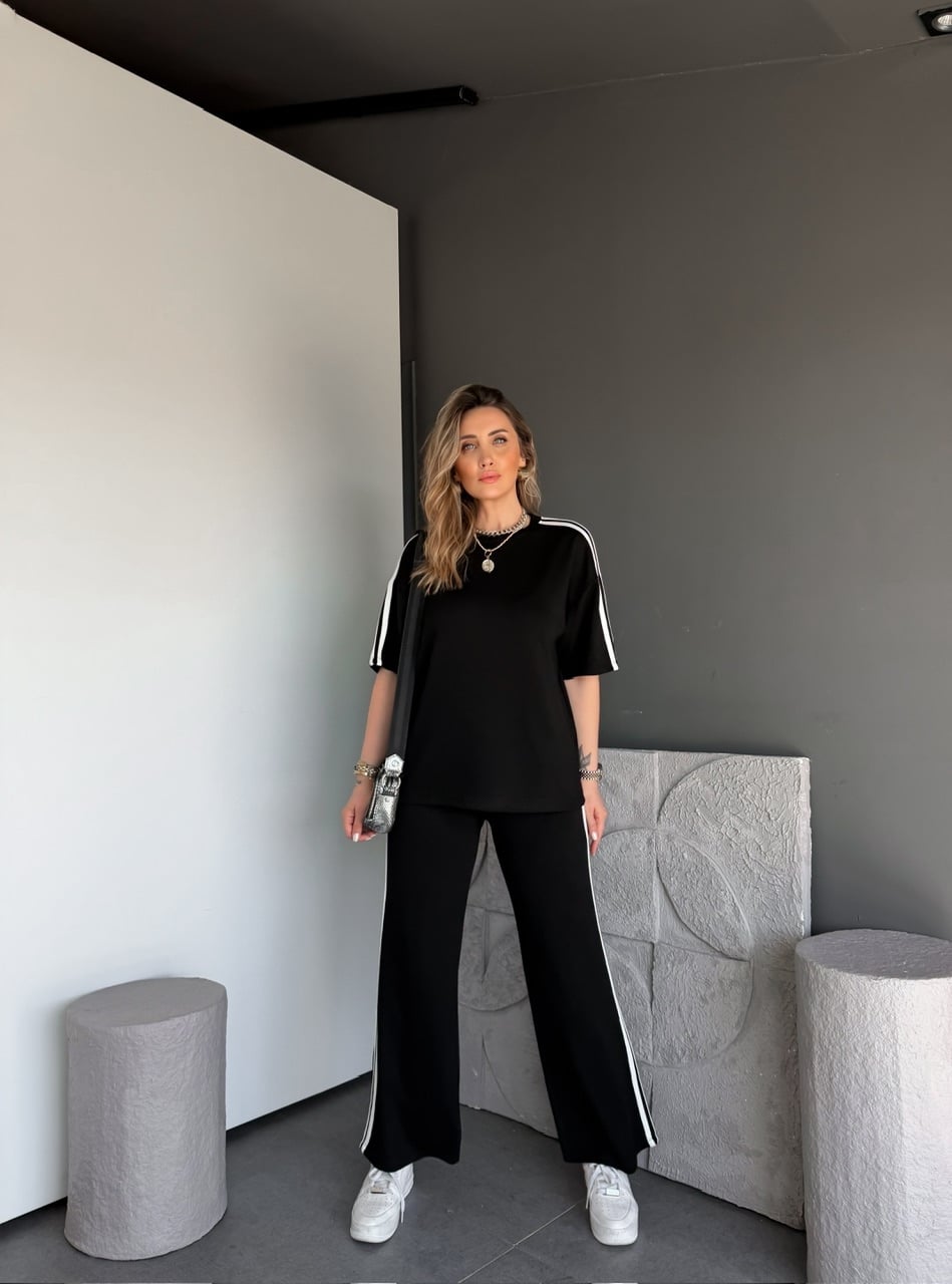 Siyah Beyaz Biyeli Modal Basic Takım