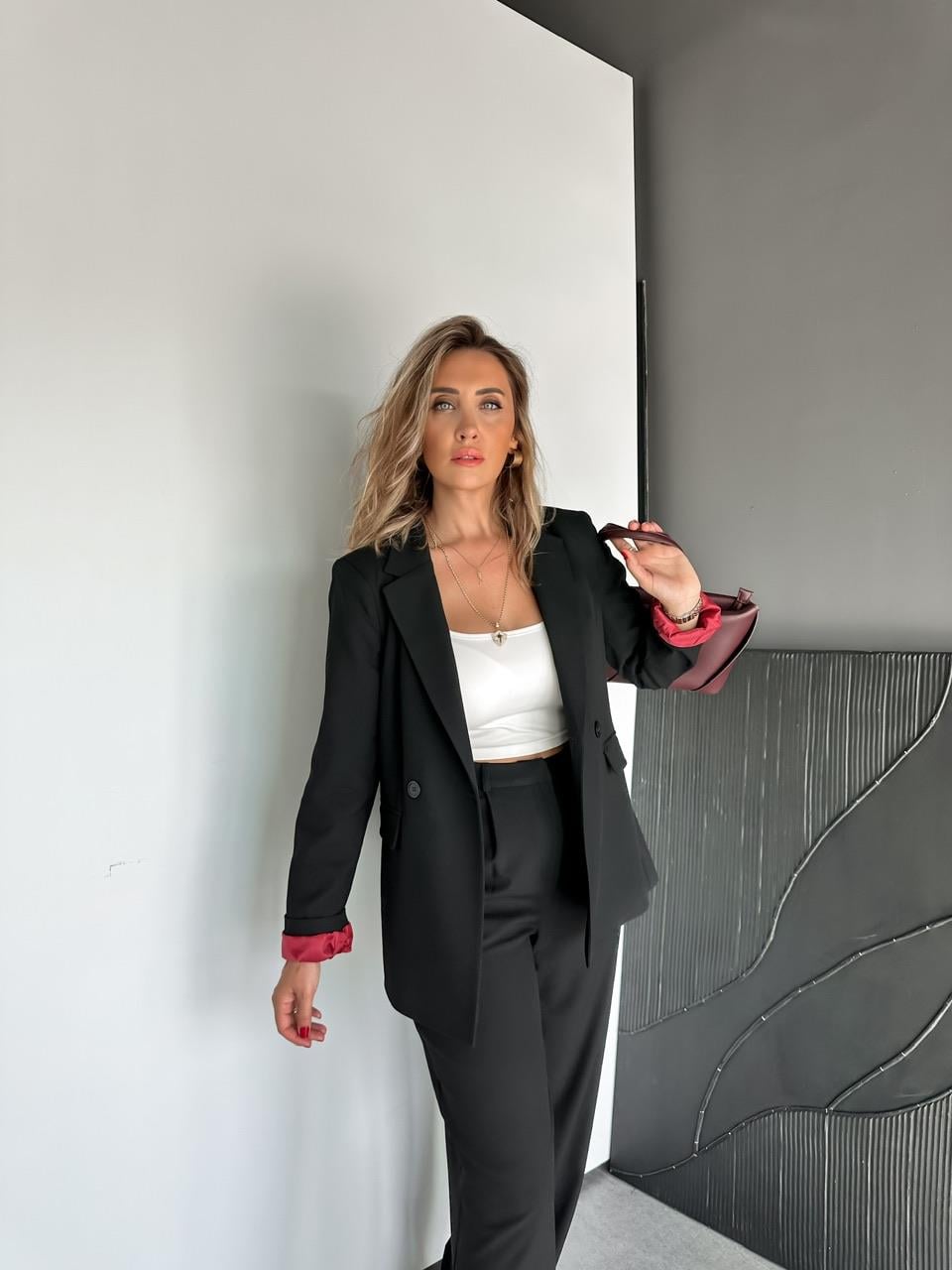Siyah Bordo Astarlı Premium Takım