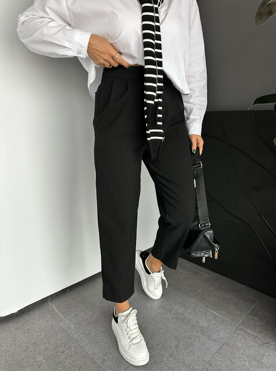Siyah Cepli Basic Kumaş Pantolon