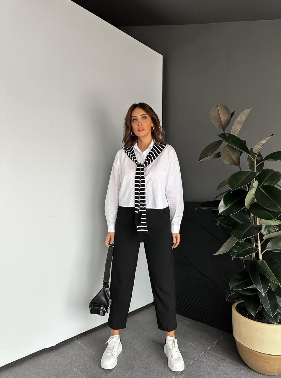 Siyah Cepli Basic Kumaş Pantolon