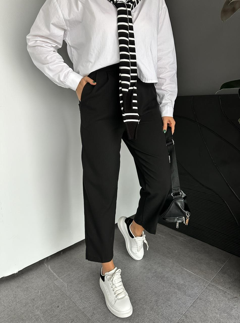 Siyah Cepli Basic Kumaş Pantolon