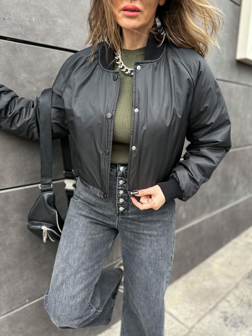 Siyah Kısa Bomber Ceket