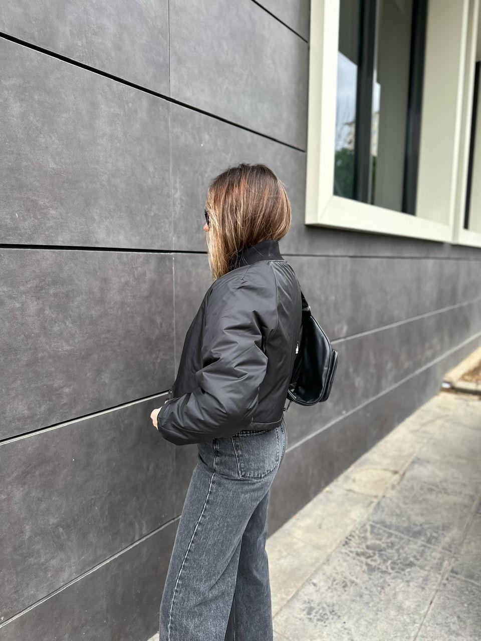 Siyah Kısa Bomber Ceket