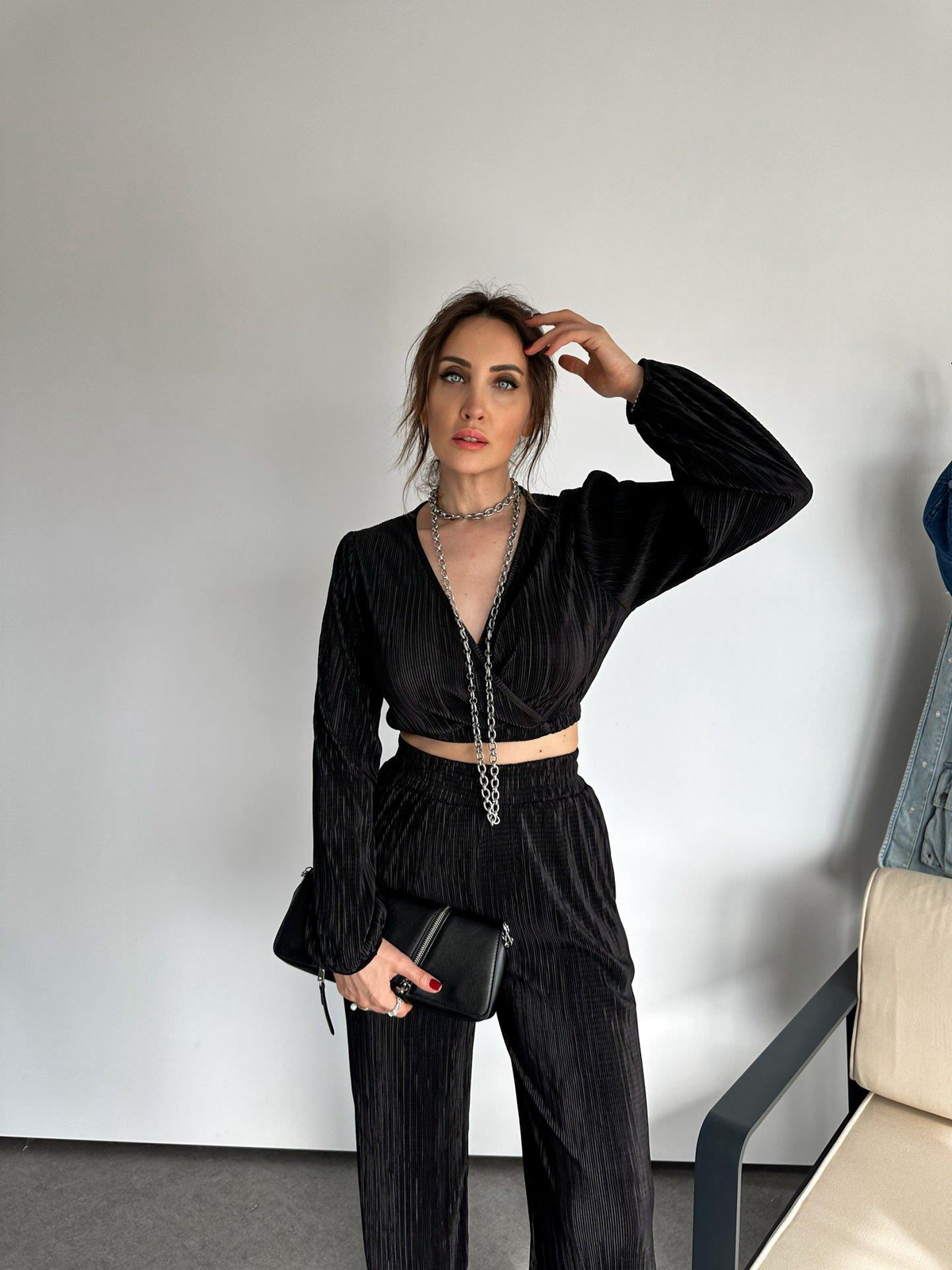 Siyah Kruvaze Pilili Takım