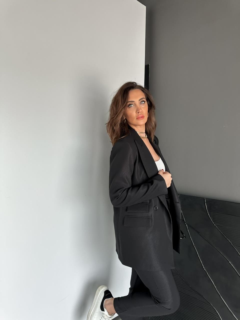 Siyah Parlak Dokulu Premium Takım
