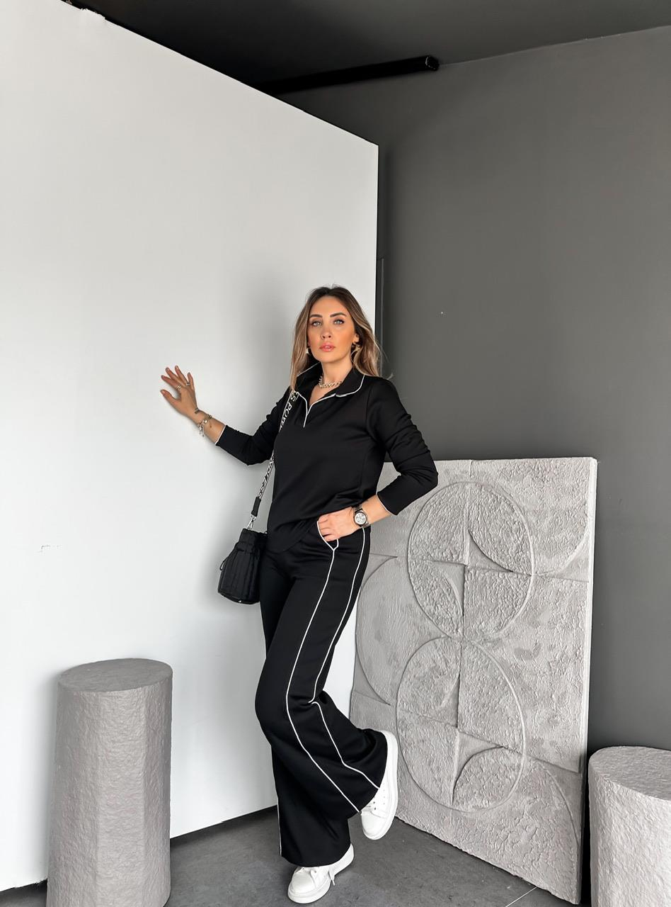 Siyah Polo Yaka Biyeli Oyhso Takım
