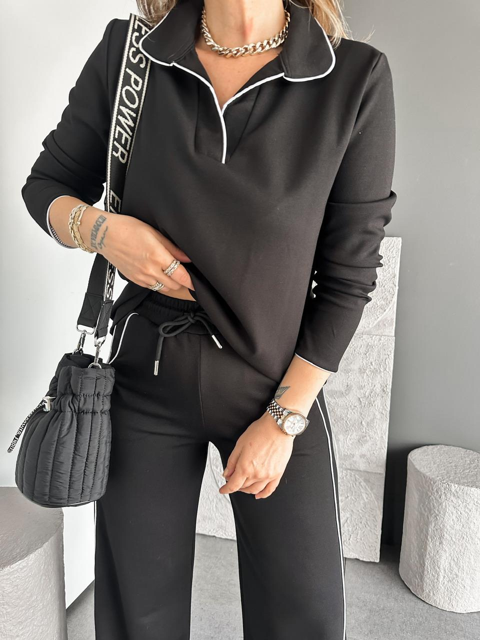 Siyah Polo Yaka Biyeli Oyhso Takım